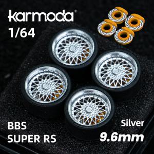 1/64 카르모다 휠 고무 타이어 모델카 개조 부품 BBS RS JDM VIP 토미카 미니GT용（액슬 및 디스크 브레이크 포함）