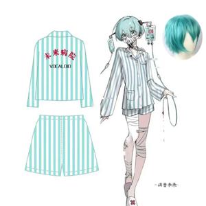 2025 애니메이션 코스프레 미쿠 파란색과 흰색 줄무늬 병원 유니폼 여성 남성 코스프레 의상 할로윈 질병 미쿠 홈 잠옷