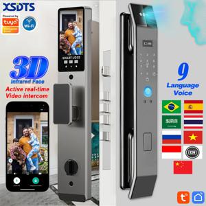 XSDTS Wifi 투야 앱 얼굴인식 스마트 도어락 (카메라, 화상 통화, 음성 인터콤, 디지털 도어락, 자동 도어락 기능 포함)