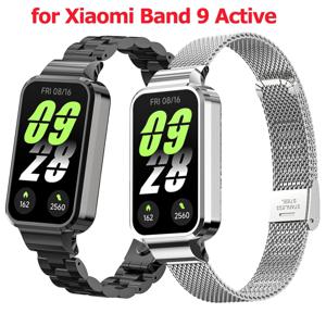 Xiaomi Mi Band 9 용 케이스 + 스트랩 Xiaomi Smart Band 9 용 액티브 팔찌 액티브 스테인레스 스틸 메탈 시계 밴드 Mi Band 9 Active