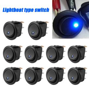 10pcs 자동차 제어 스위치 라운드 로커 도트 보트 조명 블루 LED 라이트 오토바이 해양 보트에 대 한 ON/OFF 버튼 토글