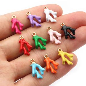 20pcs 16x10x5mm 3D 에나멜 산호 매력 펜던트 합금 금속 DIY 보석 액세서리 팔찌 귀걸이 목걸이