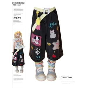 여성 Shoujo Jorts Abi Tide 하라주쿠 한국 청바지 반바지 여름 Kpop 2000년대 세련된 데님 바지 Grunge Y2k 일본 streetwear