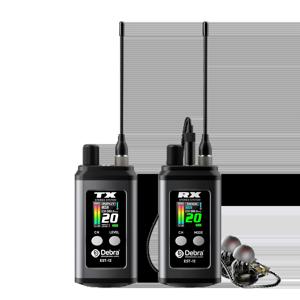 데브라 스테레오 EST-12 무선 인이어 모니터, UHF 560-590MHz, 듀얼 채널 IEM 시스템, 80m 범위, 공연자용 충전식