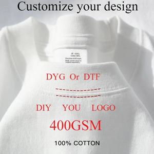 DIY 로고 400GSM 헤비웨이트 코튼 남성 티셔츠 26가지 색상 맞춤 디자인 DTG 디지털 프린팅 여성 티셔츠 3XL
