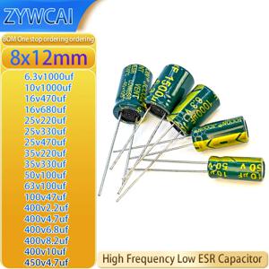 8x12 6.3V 10V 16V 25V 35V 50V 63V 100V 400V 450V 2.2μF 4.7μF 6.8μF 8.2μF 10μF 47μF 100μF 220μF 330μF 470μF 680μF 1000μF 커패시터