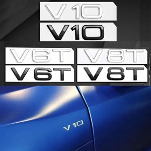 3D ABS 크롬 블랙 로고 V6T V8T V10 엠블럼 자동차 펜더 사이드 배지 데칼 A4L A5 A6L A7 S4 S5 자동차 스티커 액세서리