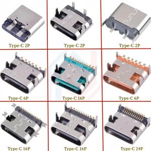 USB C타입 암 충전 포트 잭 2/4/6/16핀 타입C 소켓 PCB 납땜 SMD SMT DIY 수리용 타입 C 어댑터