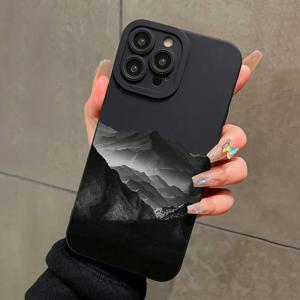 블랙 마운틴 INS 디자인 폰 케이스 아이폰 18 17 16 15 14 13 12 11 프로 맥스 미니 XS XR 7 8 플러스 충격 방지 무광 소프트 커버