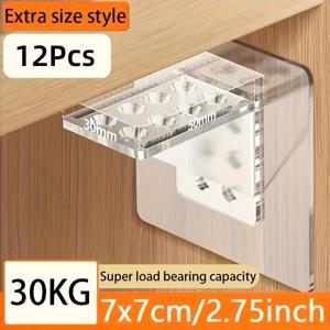 12Pcs No-Drill 접착 선반 브래킷 주방 욕실 유틸리티 후크 용 헤비 듀티 강력한 플라스틱 벽걸이 형 브래킷