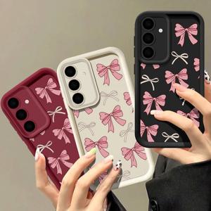 삼성 갤럭시 S26 S25 S24 울트라 S23 S22 플러스 S25 FE A57 A37 A17 A56 A27 A36 A26 A16 A55 A35 A15용 나비넥타이 실리콘 케이스 커버