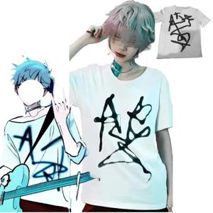 Anime Alien Cosplay Stage Till 캐주얼 화이트 T 셔츠 반팔 아이돌 의상 할로윈 파티 탑 Tshirt Performance Outfit