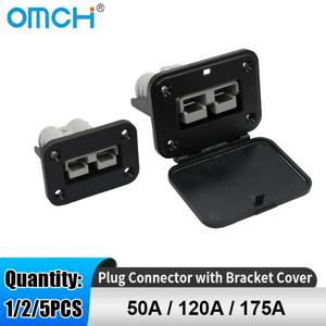 OMCH 1/2/5PCS 50A/120A/175A 보트 트럭 케이블 커넥터 플러그 용 마운트 브래킷 패널 커버가있는 이중 극 플러그 커넥터 용