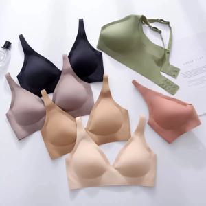 소프트 서포트 젤리 글루 프렌치 딥 V 속옷 여성용 스틸 링 없음 작은 가슴 모아서 편안한 조정 원활한 브라