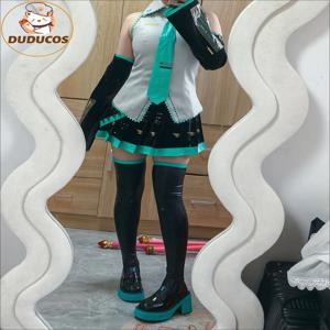 Mikuu 코스프레 의상 DUDU-SR Mikku 코스프레 여성 귀여운 짧은 드레스 의상 Mikuu Cosplay