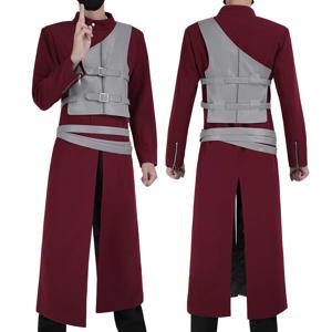 HOLOUN 애니메이션 Gaara 코스프레 의상 코트 바지 조끼 벨트 애니메이션 컨벤션 할로윈 크리스마스 선물