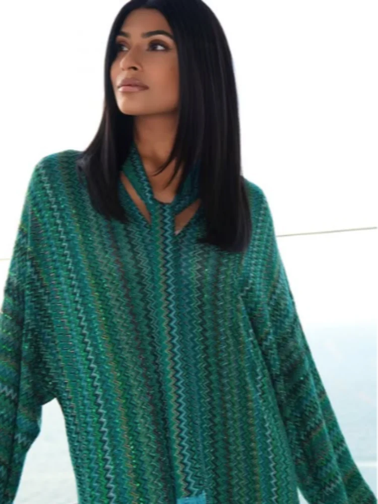 빈티지 우아한 여성스러운 술 로브 스카프 캐주얼 루즈 니트 롱 드레스 여성 디자이너 Flowy Modest Chic Summer Beach