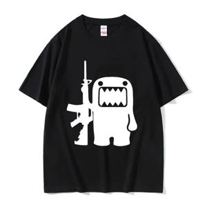 O 넥 패션 품질 티셔츠 캐주얼 페이스 Domo Kun Funny Meme 여성 여름 여름 반팔 하라주쿠 streetwear 탑 티셔츠