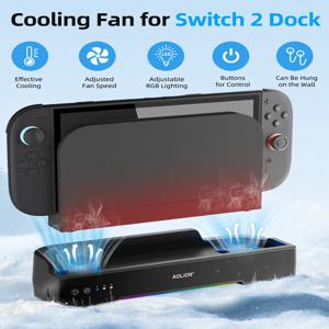 스위치2용 아올리온 RGB 쿨링 팬 휴대용 허브 확장 베이스 벽걸이형 NGC 포함 스위치2 액세서리