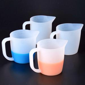 500ml 실리콘 계량컵 (손잡이 포함) DIY 에폭시 레진 색소 공예용 재사용 가능 세척이 간편한 스케일 컵