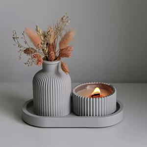 실리콘 몰드 4개, 타원형 트레이 몰드, 꽃병 몰드, 항아리 몰드 (레진, 석고, 시멘트, 콘크리트 주조용), DIY 공예, 홈 데코