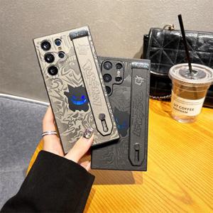 만화 겐가 가죽 레이저 손목밴드 폰 케이스 삼성 갤럭시 S25 S24 S23 S22 울트라 플러스 A56 A55 A54 A36 충격 방지 커버