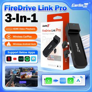 CarlinKit FireDrive Link Pro 3-In-1 무선 어댑터 Fire TV 스틱 Lite/Max/HD 재생 비디오 용 무선 안드로이드 자동 CarPlay HDMI