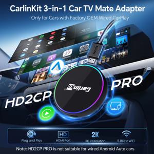HD2CP Pro 칼린킷 무선 어댑터 HDMI 무선 안드로이드 오토 카플레이 3-in-1 스마트 카 박스 HD 비디오 TV 스틱 HDMI 장치용