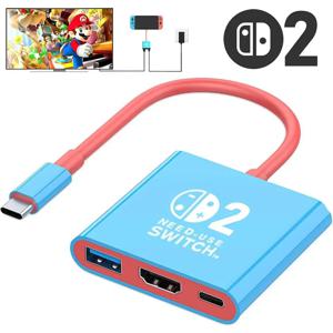 Switch2용 Type-C 도킹 스테이션, HDMI+USB3.0+PD 포트, 3-in-1 HDMI 4K 60Hz TV 도킹 스테이션, Switch 2 게임 액세서리