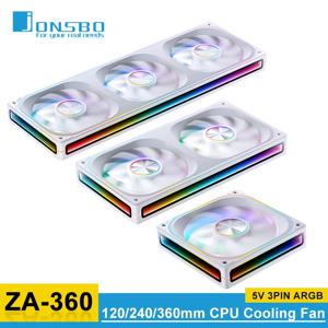 존스보 ZA-120/240/360 케이스 팬 12V 4핀 PWM 5V 3핀 ARGB 120mm 통합 데스크탑 PC 섀시 CPU 수냉 라디에이터 공랭 팬
