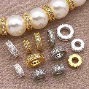 3개의 18K 구리 도금 진짜 금색 두꺼운 은백색 금색과 지르콘 스페이서 혼합, DIY 쥬얼리 제작 액세서리