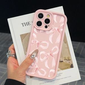 인스 윈드 핑크 보우 패턴 폰 케이스 (아이폰 16, 15, 14, 13, 12, 11 PRO MAX, 16e, 미니, XR, XS Max, 8 Plus) 크리에이티브 실리콘 소프트 커버
