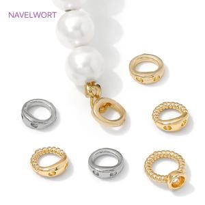 10/20Pcs 18K 골드 도금 엔드 비즈 팁, 보석 만들기위한 황동 엔드 캡, 보석 용 링 연결, DIY 팔찌 액세서리