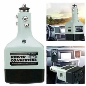12V 24V DC-AC 220V 휴대용 차량용 파워 인버터 어댑터 플러그 컨버터 (USB 온보드 충전기 포함)