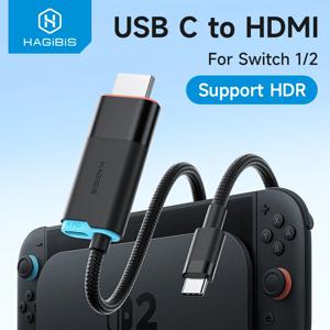 하기비스 스위치/스위치2/OLED용 휴대용 TV 독, 4K@60Hz USB C-HDMI 케이블 어댑터, 노트북용 100W PD 전원 공급 장치, ROG Ally 호환