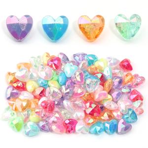 100pcs 아크릴 하트 비즈 DIY 쥬얼리에 대한 투명한 느슨한 스페이서 비즈 펜던트 만들기 Neaklace 팔찌 바느질 재료