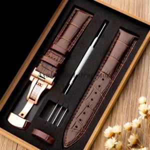 Tissot Seiko 송아지 정품 가죽 시계 밴드 악어 그레인 버터플라이 클래스프 시계 스트랩 12/13/14/15/16/17/18/19/20/22mm 24mm