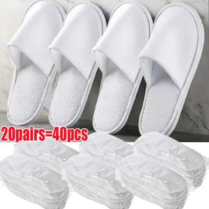 20켤레 일회용 흰색 슬리퍼, 밀폐형 욕실 슬리퍼, 가정용, 손님용, 환대용 신발, 저렴한 스파용