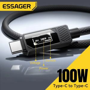 ESSAGER 100W 타입 C to C 케이블 디지털 디스플레이 PD 고속 충전 케이블 맥북 프로/에어 아이폰 16/15/14 아이패드 USB C 케이블