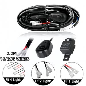 300W 범용 LED 라이트 바 배선 하네스 키트 16AWG, 12V 40A 릴레이 온오프 스위치 포함, 오프로드 트럭 SUV ATV UTV 보트용