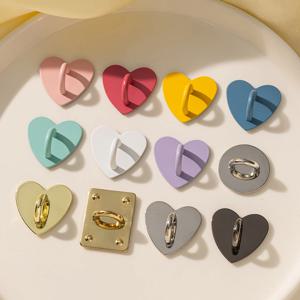 5개 하트 모양 휴대폰 참 훅 손가락 그립 루프 DIY 귀여운 휴대폰 케이스 보석 제작 용품 금속 액세서리