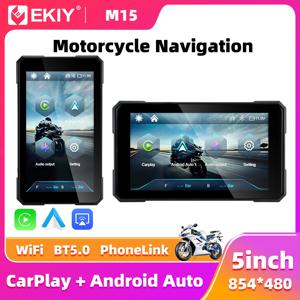 EKIY 5.0인치 무선 카플레이 모토 안드로이드 오토 휴대용 디지털 오토바이 대시보드 GPS 내비게이션 탈착식 디스플레이 화면