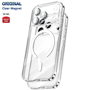 명품자석 적용 Apple Magsafe 배후전체 보호투명폰케이스아이폰17 Pro Max 17 Air 공식 원판 무선 자기 흡입폭발 방지 유리 덮개 카메라 초선명 렌즈