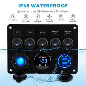 24V 스위치 패널 해양 스위치 패널 방수 5 버튼 스위치 패널 Usb 스위치 Led 디지털 전압계 담배 라이터 소켓