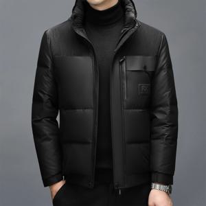 YXL-7209 남성용 겨울 천연 가죽 다운 재킷 두꺼운 흰색 오리털 후드 캐주얼 따뜻한 숏탑 탈부착 가능한 모자
