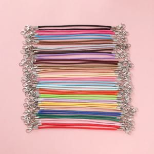 10개 2mm PU 가죽 왁스 실 13cm 꼬임 끈 합금 로브스터 클립 팔찌 끈 DIY 보석 제작 용품