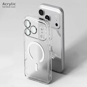 명품고야드럭셔리 무선 마그네틱 커버 지우기 적용하다 For Apple Magsafe Case Iphone 투명케이스 아이폰 17 프로 맥스 Pro Max 17 Air 아크릴 실리콘 아크릴케 자석 완전한 백 보호 카메라 렌즈 커버지