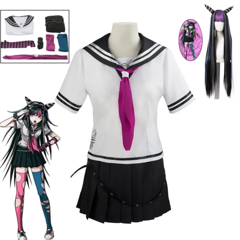 애니메이션 Dangaronpa Mioda Ibuki 코스프레 여성 드레스 유니폼 선원 복장 할로윈 카니발 파티 카니발 의상