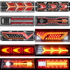 2개 12V/24V 자동차 트레일러 트럭 테일 라이트 자동차 LED 후미등 주행 방향 지시등 후미등 트럭 버스 테일라이트 부품