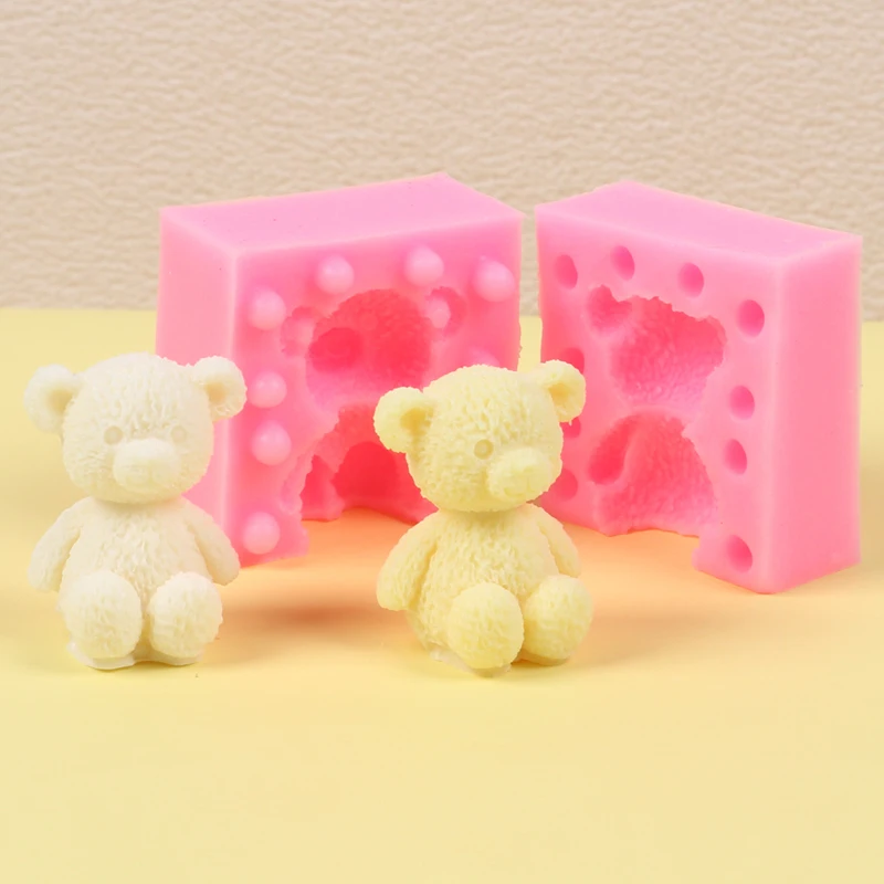 3D 곰 실리콘 몰드 DIY 동물 양초 수제 비누 아로마테라피 장식 왁스 클레이 선물 레진 몰드 퐁당 케이크 장식